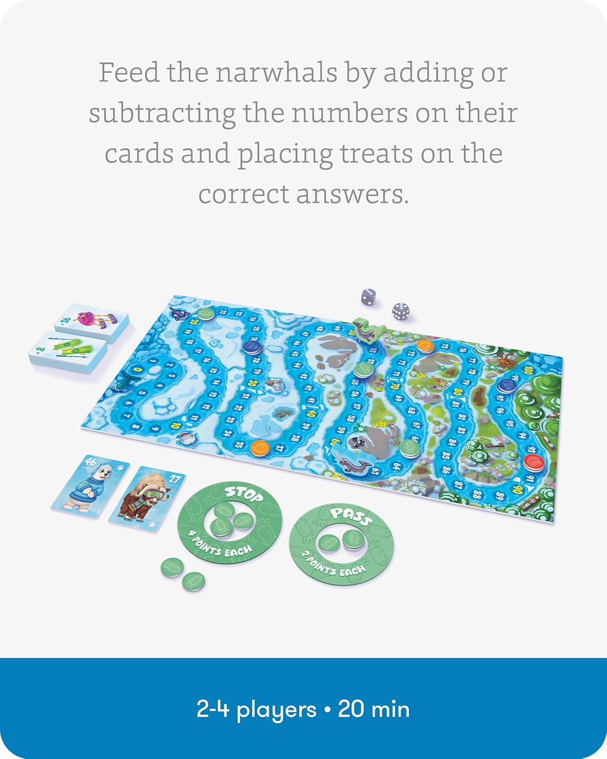 SimplyFun Arctic Riders - Educational & Fun Math Games for Kids - Practice Upper Level Addition & Subtraction Skills for Kids 7 & Up - 2 to 4 Players
