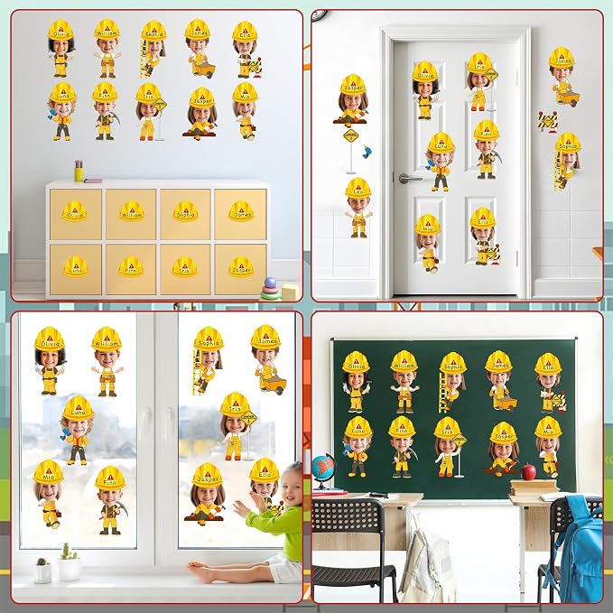 60pcs Construct Theme Cutouts Construction Helmet Bulletin Board Decorations