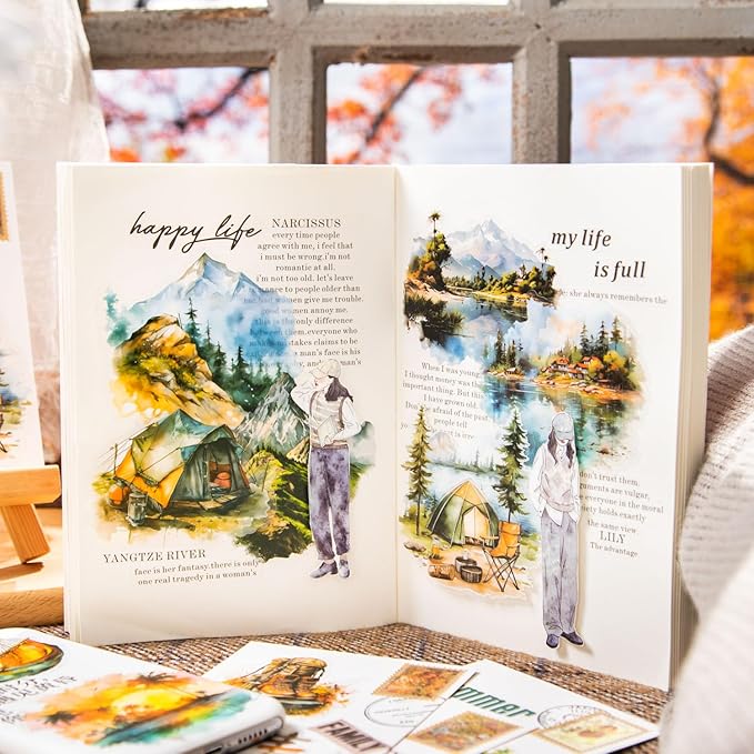 Yoksas Travel Sea Beach Nature Outdoor Watercolor Scenery Stickers