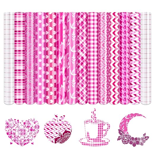 Tintnut Pink Plaid Pattern Permanent Vinyl 10 Sheets 12"x10" Adhesive Vinyl |