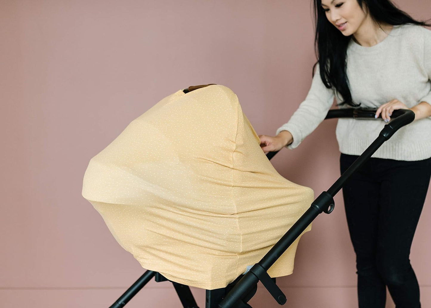 Copper Pearl Multi-Use Cover: Car Seat, Nursing, Stroller Cover - Stretchy Rayon, Yellow, All-Season, Infant, Newborn