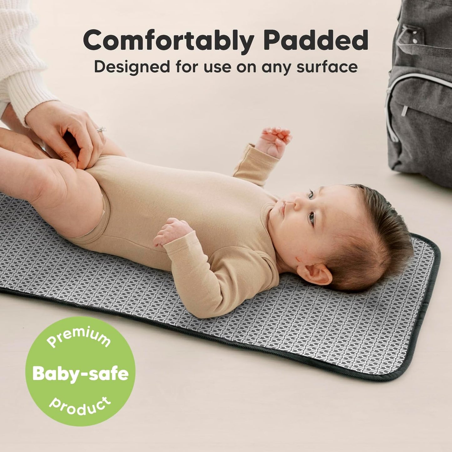KeaBabies Portable Diaper Changing Pad, Easy Wipe Clean - Foldable Waterproof Baby Changing Mat for Diaper Bag, Compact, Lightweight, 25x13 Newborn, Infant, Baby Changer Travel Essential (Black Geo)