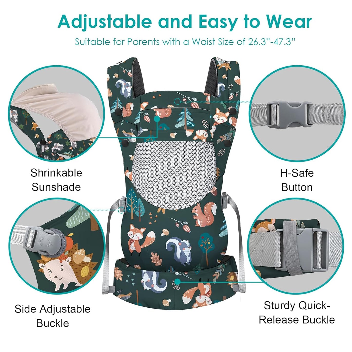 Infant Baby Front Carrier, Toddler Body Carrier, 7-66 Lbs Ergonomic Design, Lumbar Support, Lightweight Baby Chest Carriers (3-36 Months)