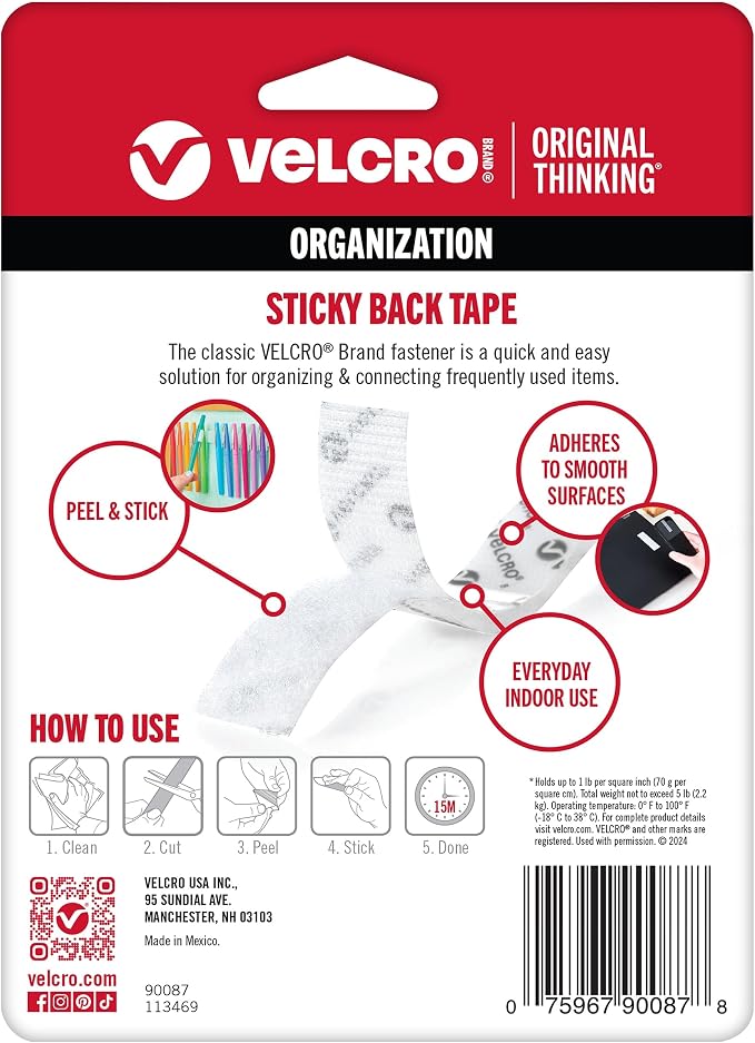VELCRO Brand 5 Ft x 3/4 in | White Tape Roll