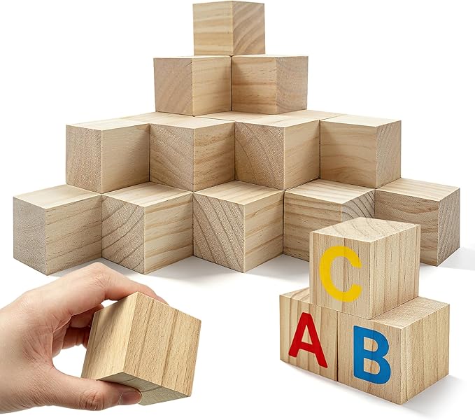 Cheardia 30 Pack 2 Inch Wooden Blocks