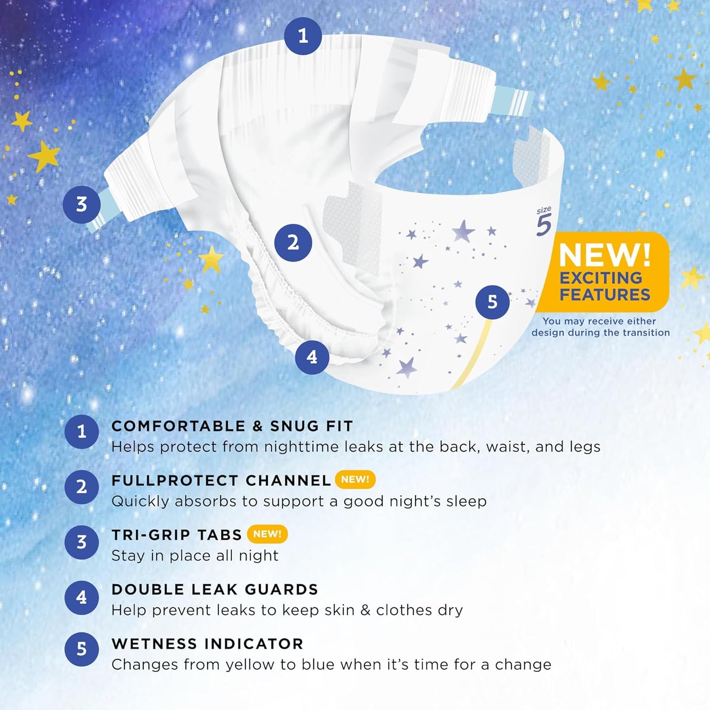 Amazon Brand - Mama Bear Overnight Diapers, Size 5, 62 Count