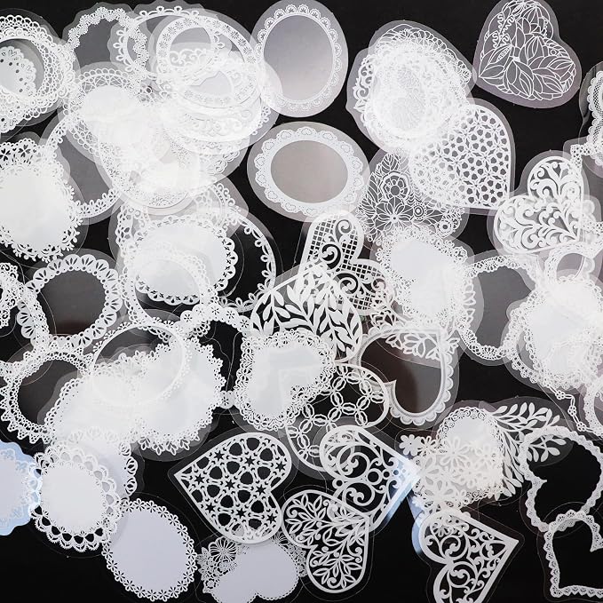90PCS Lace Scrapbook Stickers DIY Decorative Notebook Frames Photo Album