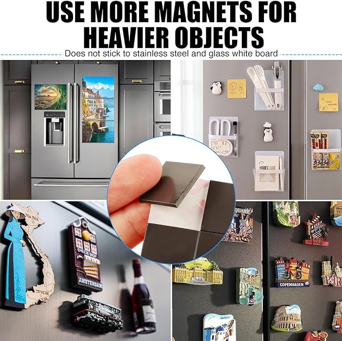 Magnetic Squares with Adhesive Backing, Self Sticky Pre-Cut Magnet Tape Strip