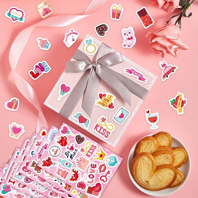 24 Sheets Valentine Stickers for Kids