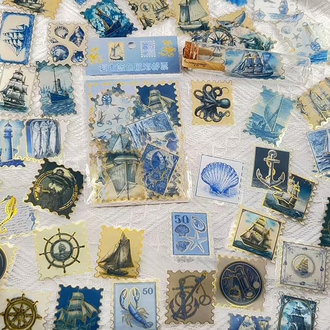 50Pcs Gold Stamps Stickers for Scrapbooking