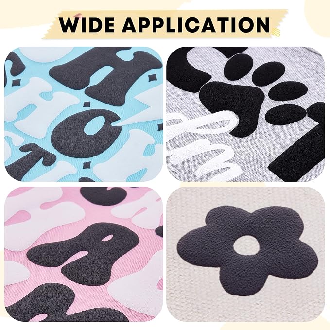 HTVSTD Grey Black White Puff HTV Heat Transfer Vinyl 6pcs 12×10in | 3D Puffy