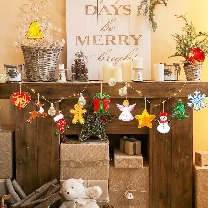36PCS Wooden Christmas Ornaments to Paint, 12 Styles DIY Blank Unfinished Wood