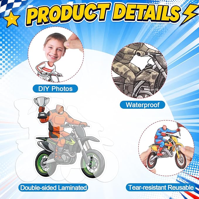 120pcs Motorcycle Avatar Cutouts Motorcycle Bulletin Board Decorations Back to