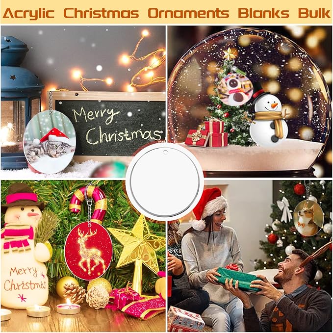 4Inch Round Acrylic Blanks Ornament 20Pcs Clear Acrylic Disc Circle |