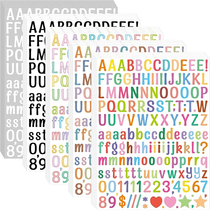 Letter Stickers 0.5 inch, Self-Adhesive Vinyl Waterproof ABC Letter Stickers