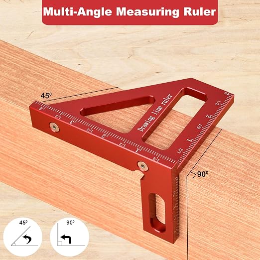 Aleric Imperial 3D Multi Angle Measuring Ruler, High Precision 45/90 Degree