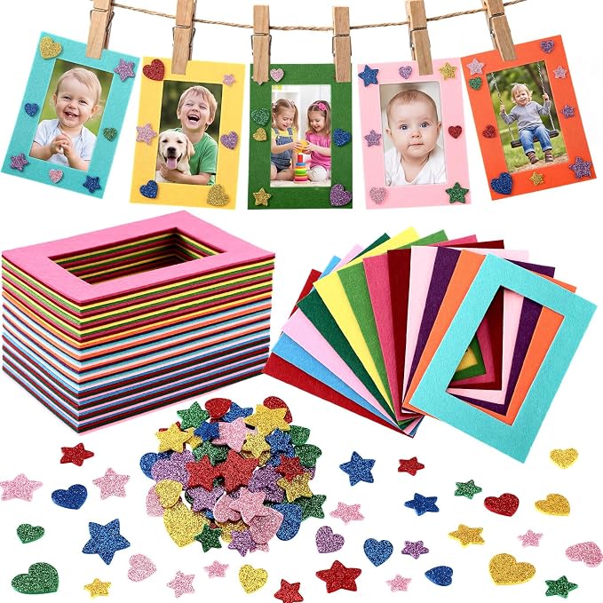 Jetec 48 Pieces Colorful Felt Photo Frames Holiday Picture Frames and 100