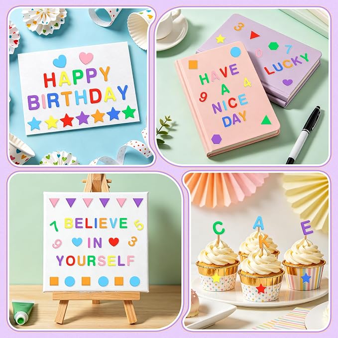 1328 PCS Foam Letter Stickers, Foam Alphabet Number Shape Stickers, Self
