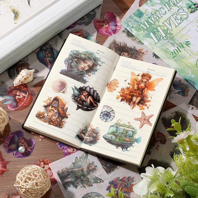 Scrapbook Fantasy Stickers 20 Sheets 240 Pre-Cut Washi Stickers