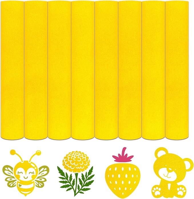 HTVSTD Yellow Flock HTV Heat Transfer Vinyl 8pcs 12×10in Iron on Vinyl |