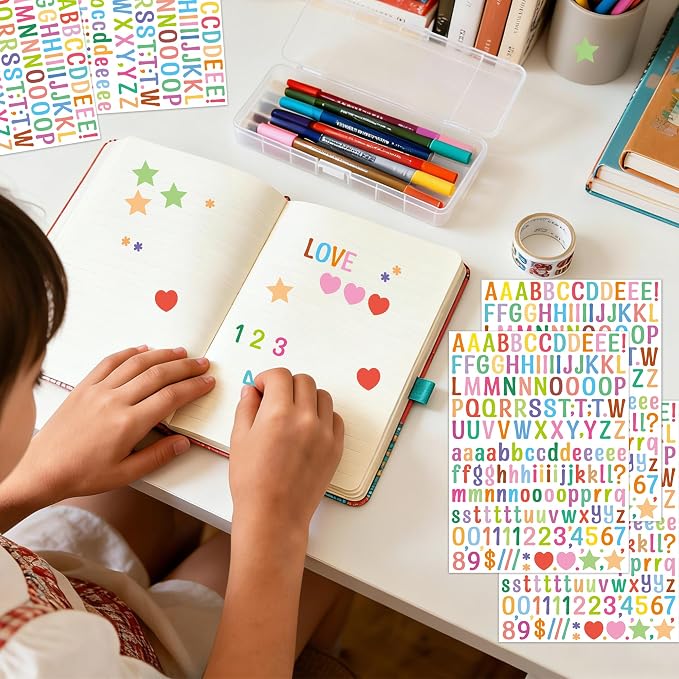 Letter Stickers 0.5 inch, Self-Adhesive Vinyl Waterproof ABC Letter Stickers