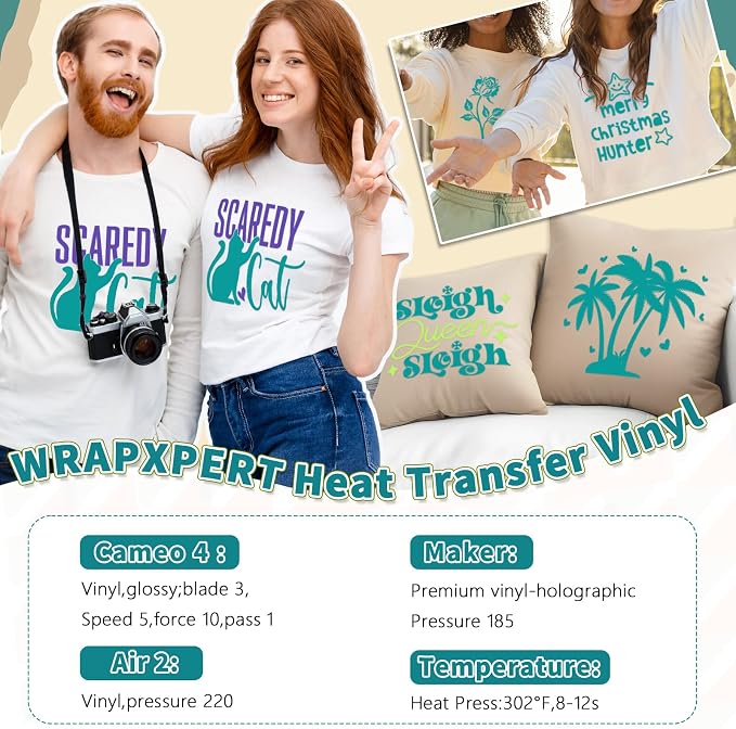 WRAPXPERT Aqua Heat Transfer Vinyl Roll, Heat Press Vinyl