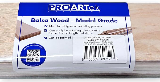 Proartek PK00039 Model BWH002X010 Pack of 10 Balsa Wood Sheets, and