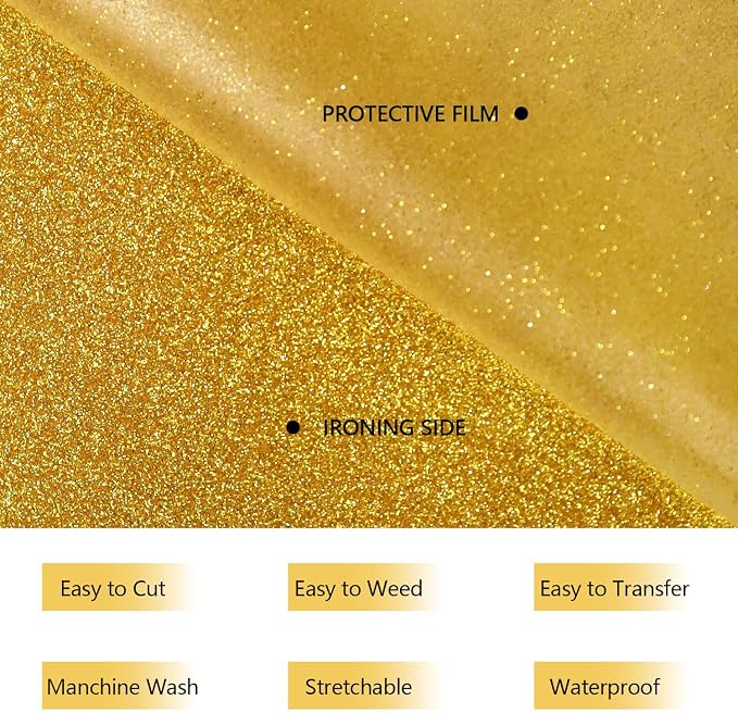HTVVETUR Glitter HTV Vinyl Rolls Heat Transfer Vinyl