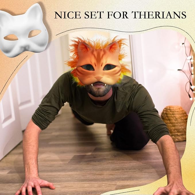 Seenelling DIY Therian Mask Kit Blank Cat Mask