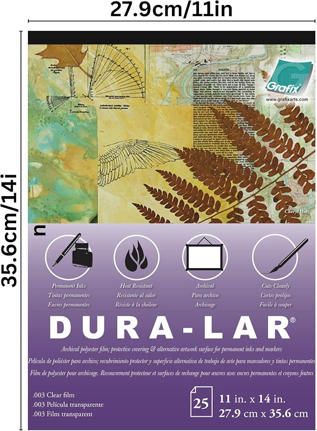 Grafix Dura-Lar 0.003" Film, Ultra Clear, Glossy 11"x14" Sheet, Mylar/Acetate