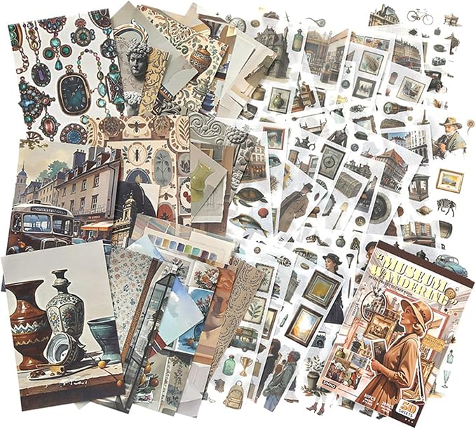 Vintage washi Stickers, Pre-Cut Ephemera Sticker Book