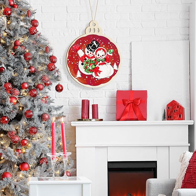 Large Size 12" Wooden Ball Ornaments to Paint, Wooden DIY Bell Blank Unfinished