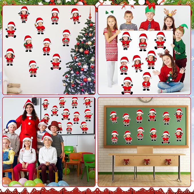 60pcs Christmas Theme Cutouts Santa Claus Bulletin Board Decorations Xmas Santa