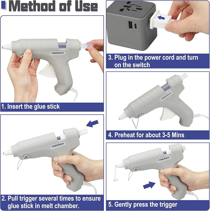 Halobios Hot Glue Gun, Fast Preheating Hot Melt Glue Gun