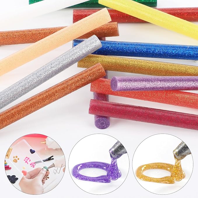 ENPOINT 48 Pack Glitter Colored Hot Glue Sticks, 0.43x4" Glitter Glue Sticks