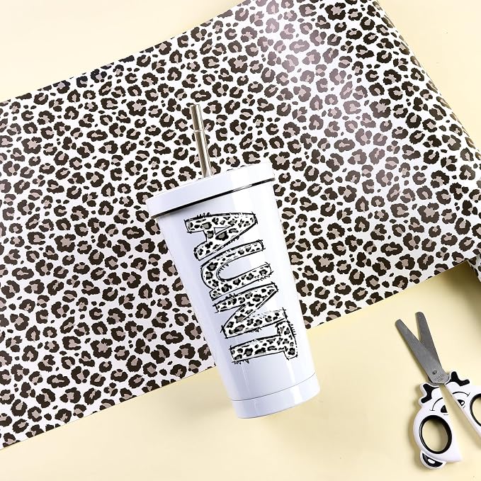 Tintnut Leopard Cheetah Permanent Vinyl Roll 12in x 5ft Adhesive Vinyl | Black