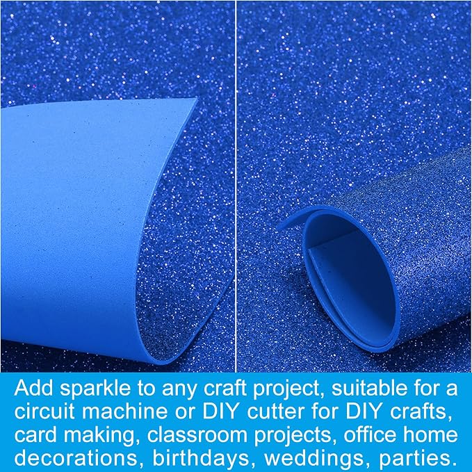 PATIKIL Dark Blue Shiny EVA Glitter Foam Sheet 11 x 8 Inch 2mm Thick Sparkle