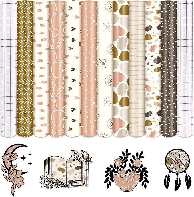 Tintnut Boho Geometry Permanent Vinyl 10 Sheets 12x10in Adhesive Vinyl | Line