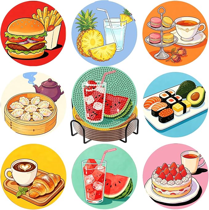 8-Pack Diamond Art Coaster Kit