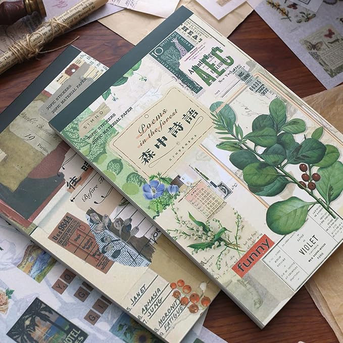 Vintage Washi Stickers for Scrapbooking, Aesthetic Sticker Book for Journaling
