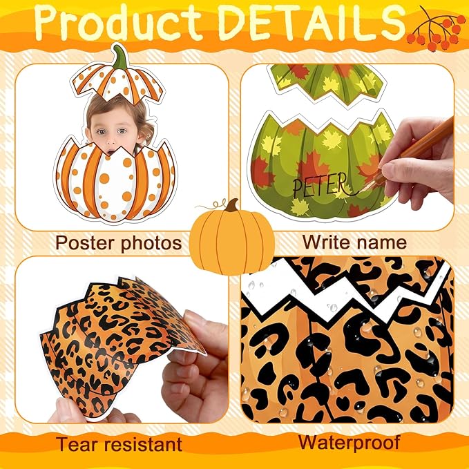 Gersoniel 72 Pcs Kid Fall Pumpkin Decor Autumn Bulletin Board Cutout | Autumn