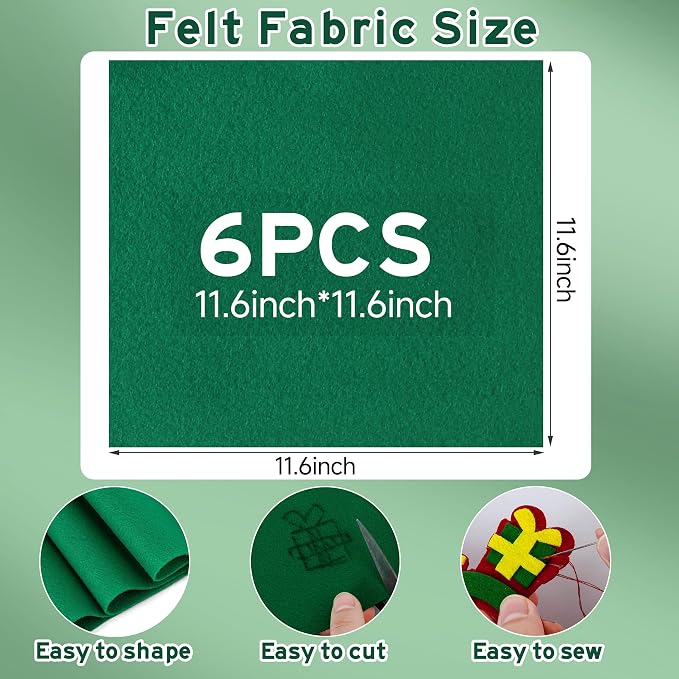 HaoFeiJH 6 Pcs Soft Green Felt Fabric Sheets