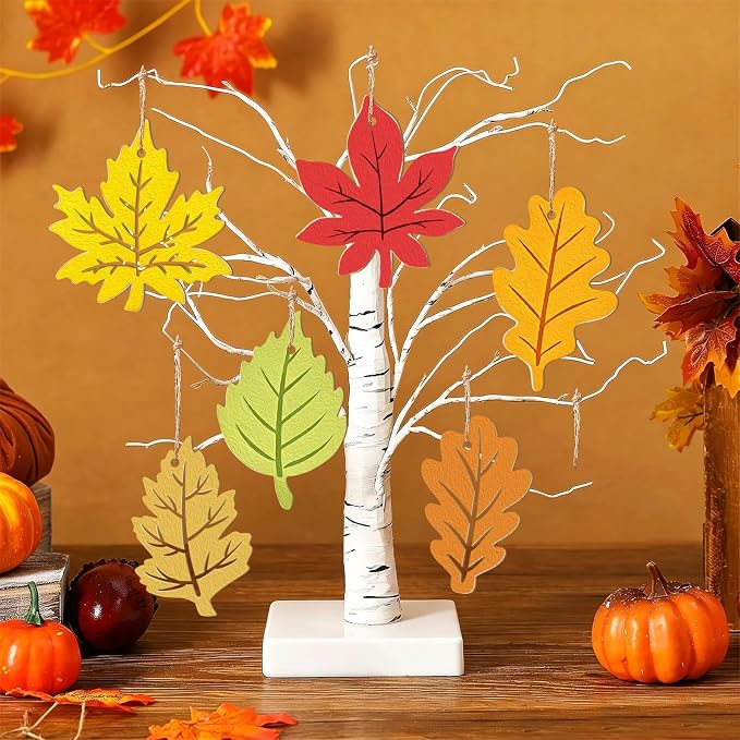 36PCS Wooden Fall Ornaments to Paint Thanksgiving Decorations, 6 Styles DIY