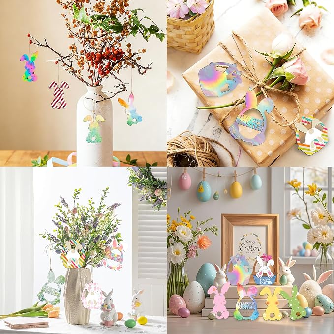 30Pcs Paintable Wooden Easter Bunnies Ornaments Unfinished Wood Cutouts