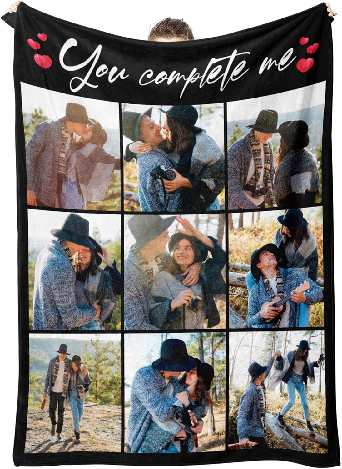 Personalized Blanket Custom Flannel Blanket with Photo Text Customized Picture Blankets Gifts for Birthday Valentines Day
