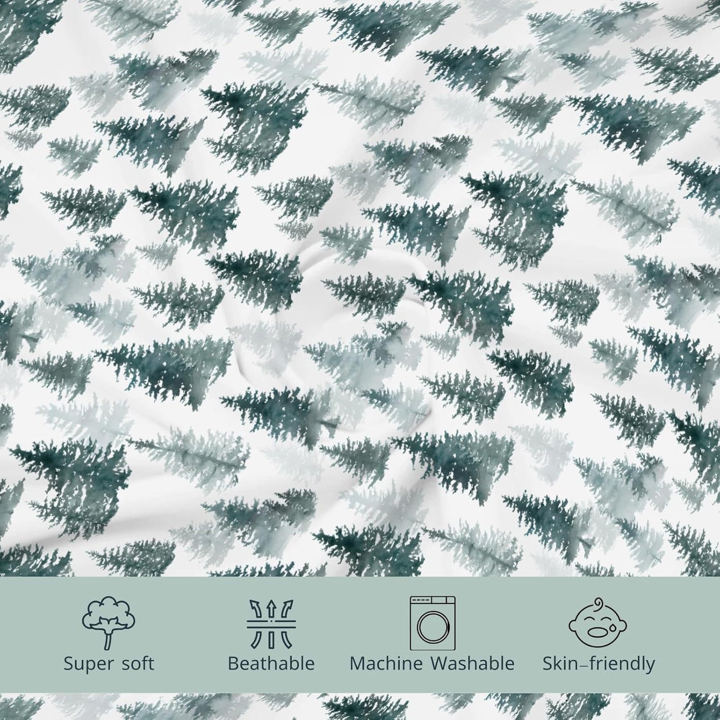 HawSkgFub Watercolor Forest Pine Tree Changing Pad Cover for Baby Girl Boy, Winter Christmas Diaper Change Table Covers, Soft Stretchy Safe Snug Fitted Changing Mat Sheets Fit 32"/34" x 16"