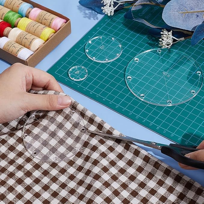 PH PandaHall 8pcs 4 Sizes Circle Template Sewing Rulers Set, 1/2/3/4inch