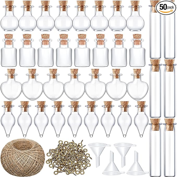 Geiserailie 50 Pieces Small Tiny Glass Spell Jars Bottle
