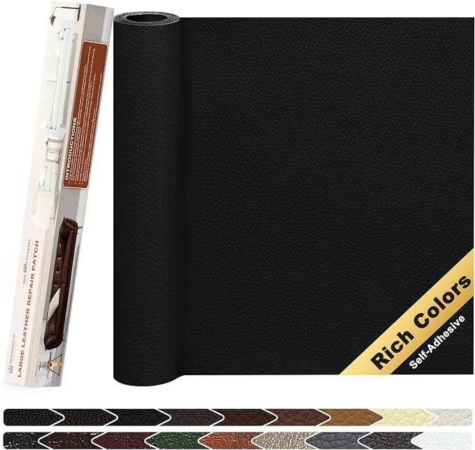 KING MOUNTAIN Leather Repair Patch, 12 x 60 Inches self Adhesive Leather Repair