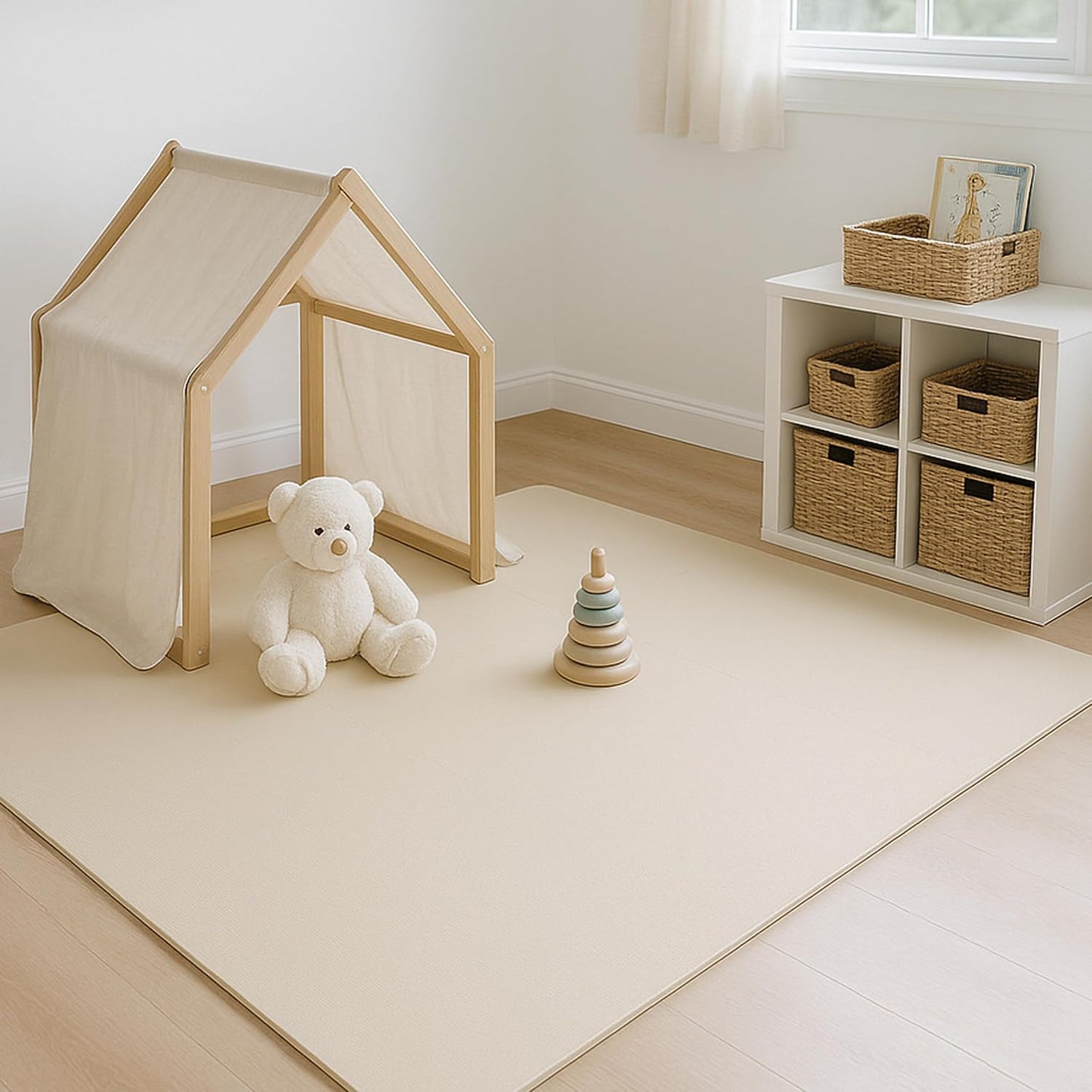 Toddlekind Solid Color Foam Play Mat 4x4 Baby Playmat. Stylish, Non-Toxic, Odorless, Plain Design Puzzle Play Mat 0m+ Clay(Beige)